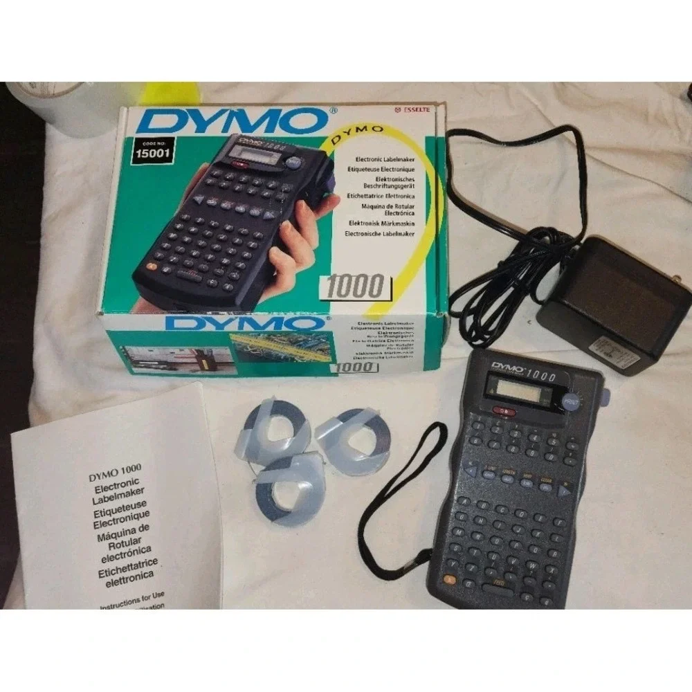 Dymo 1000 Electronic Label Maker with Manual Charger 3 Tapes